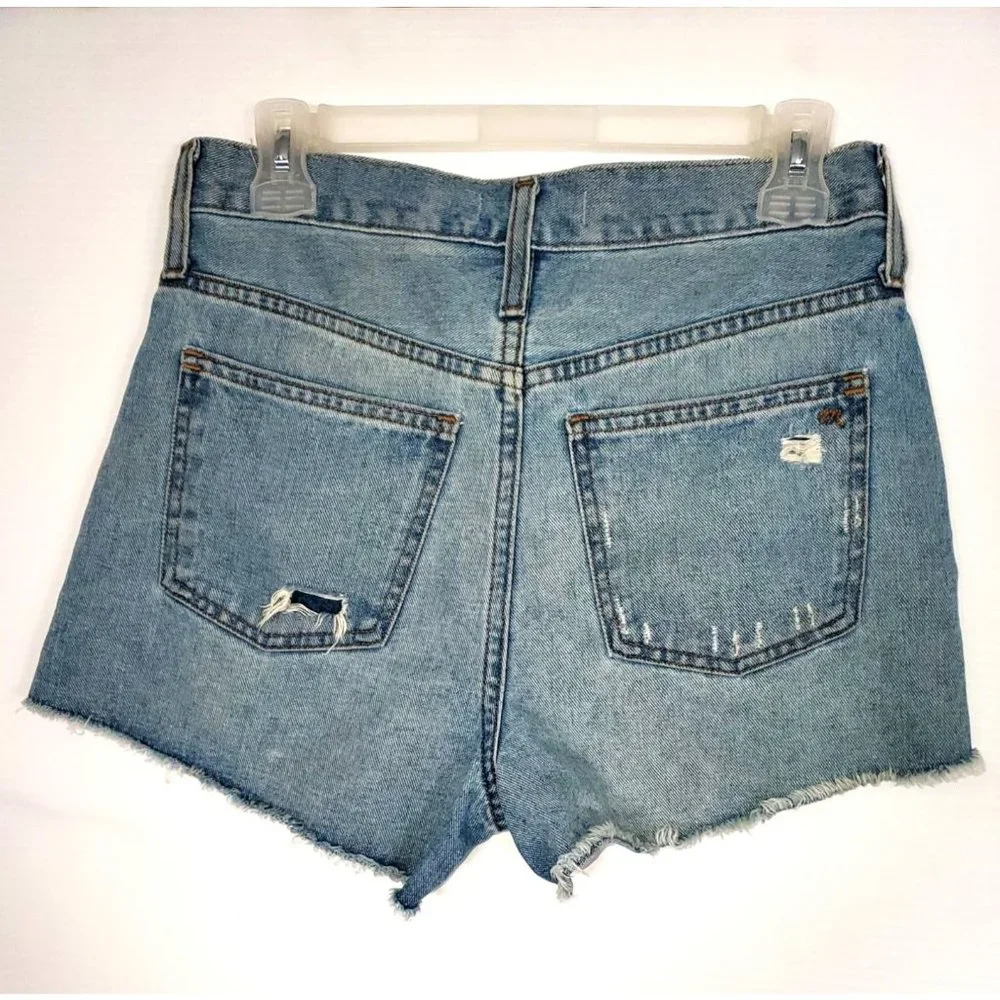 Madewell Women's The Perfect Jean High Rise Distressed Shorts Light Wash  Sz 2 - Picture 9 of 11